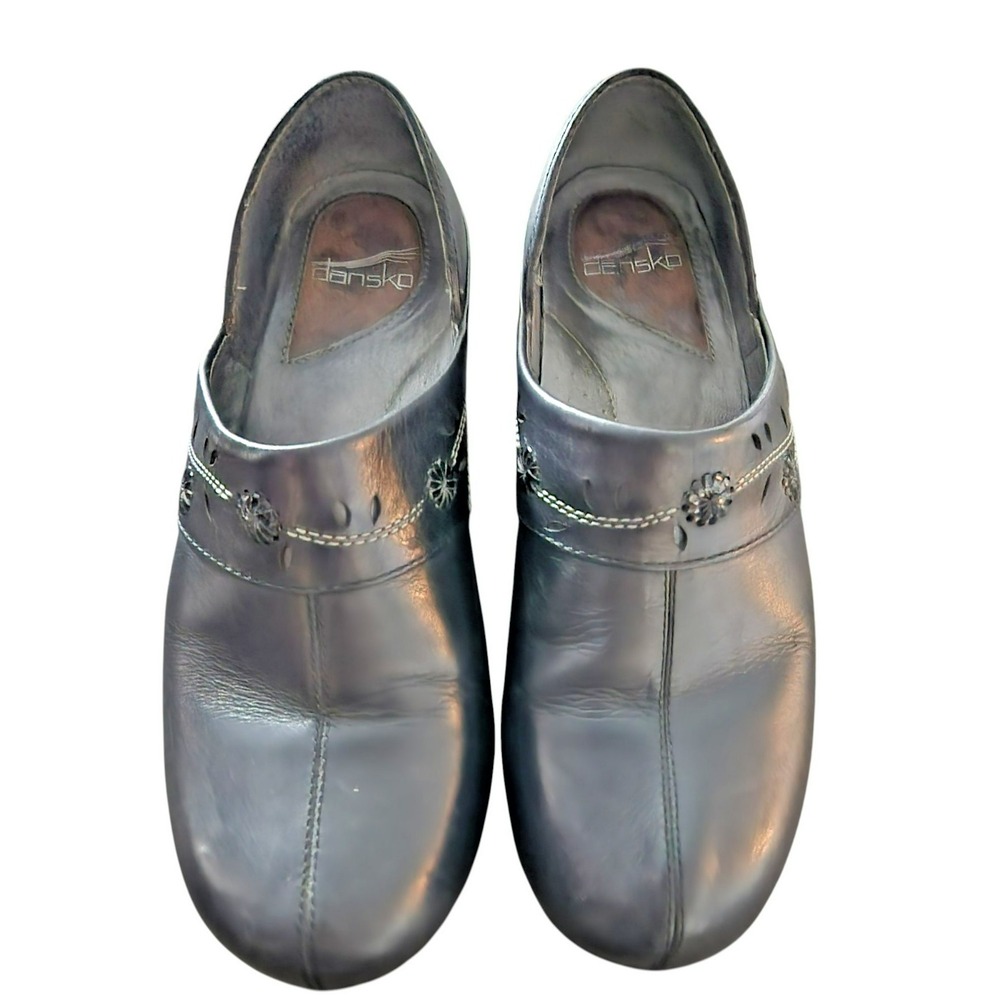 Dansko Women Blue Leather‎ Floral Embroidered Clogs 40 9821020200